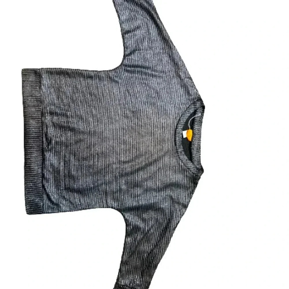 RUBY RD. TOP METALLIC BLACK AND SILVER MESH CREW NECK 3/4 SLEEVE SIZE SMALL - Picture 8 of 9